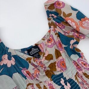 Angie Floral Smocked Mini‎ Dress Womens Medium Retro Puff Sleeve Tiered Ruffle